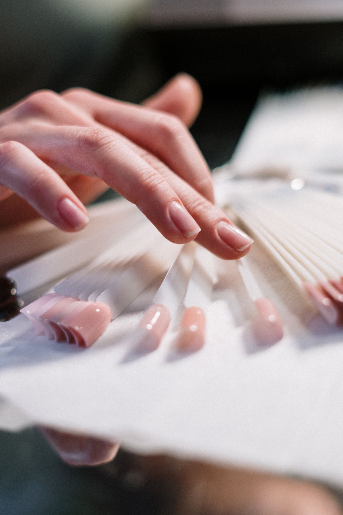 Gel-X nail tips prepared for a custom set